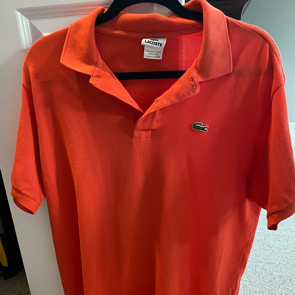 Lacoste orange men’s polo - size 6 (large) - Picture 1 of 6